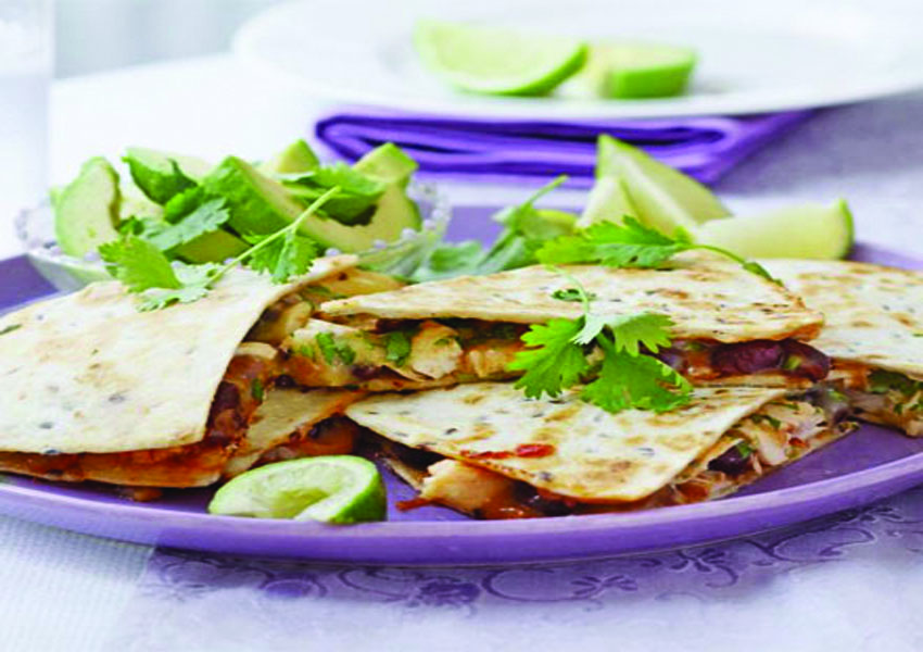 Salsa chicken & cheese tortillas
